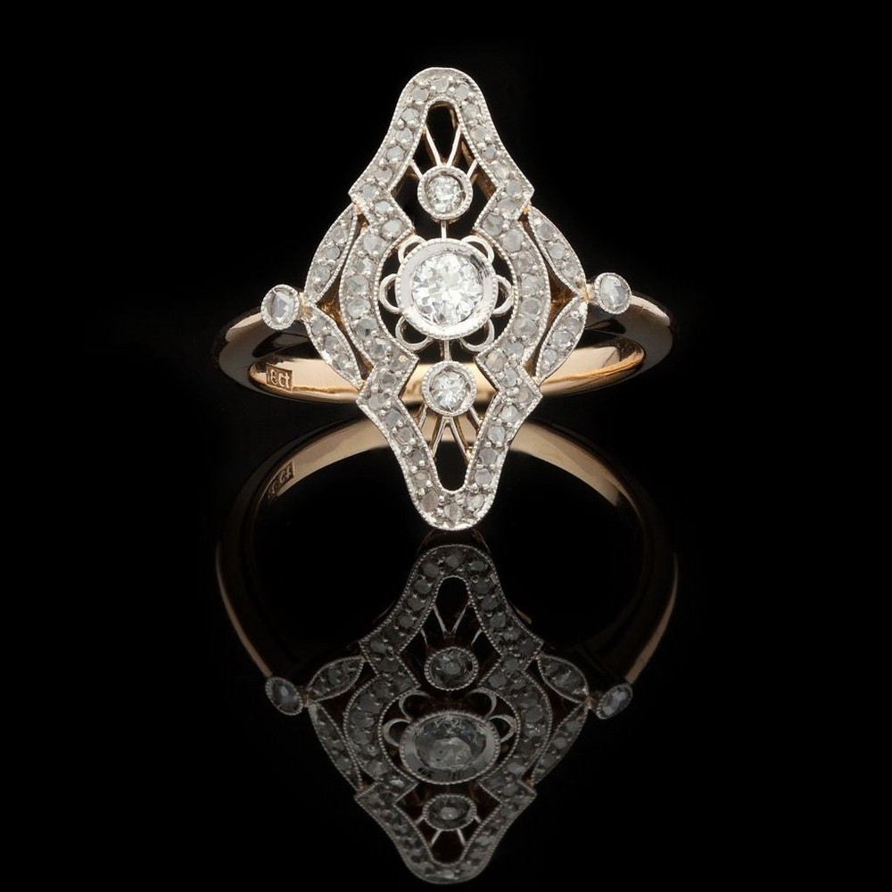 Vintage Style Art Deco Lab Created Diamond Wedding In 925 Sterling Silver Ring