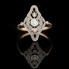 Vintage Style Art Deco Lab Created Diamond Wedding In 925 Sterling Silver Ring