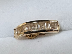 SINGLE Earring “585” 14k Yellow Gold CZ Channel Set Curve Partial Hoop