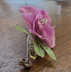 Vintage Authentic Portuguese FISH SCALE FLOWER Brooch Pin Santo Amaro Pico EUC
