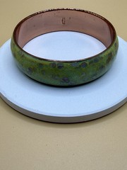 Matisse Renoir Copper Enamel Bangle Bracelet Green / Aqua Mid-Century Modern