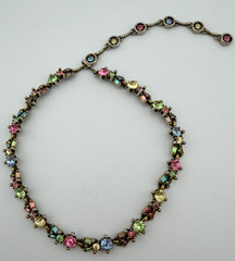Hollycraft Pastel Rhinestone Parure Necklace Brooch Rings Earrings 6 Pc Lot 1953