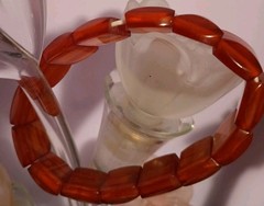 Antique Bracelet Natural Baltic Amber Cognac Chunky Carved Beads