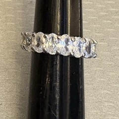 vintage ADI 925 Sterling Silver Crystal Eternity Band Oval CZ Ring size 6