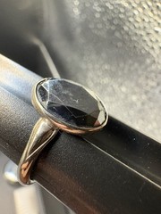 SZ 9.75 Mens Vintage Sterling Silver Hematite Signed Uncas Estate Ring 925
