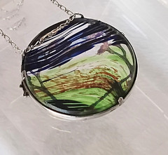 Scottish Pat Cheney/John Ditchfield Woodland Tree Sterling Poured Glass Necklace