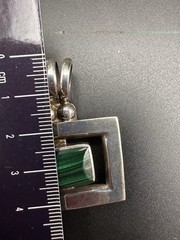 Vintage TR-110 Mexico Sterling Silver Malachite Pendant Modernist Taxco Style