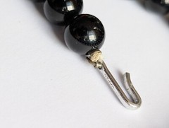 Vintage Japan Black Glass Beads Choker Necklace 15.5 Inches