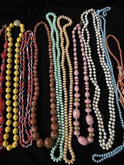 Vintage Beaded Necklace Lot (16) Neon Colors Glass Plastic Various Sizes Spacers