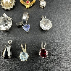 Vintage Crystal Rhinestone Mix Pendant Lot Of 12 Gold Silver Tone Ladies NICE