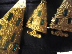 VTG MYLU CHRISTMAS TREE BROOCH EARRING RAREST RHINESTONES CRYSTALS CATHEDRAL MCM
