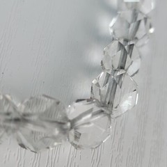Vintage Sterling Silver Clear Crystal Graduated Beaded Necklace 15″ Spring Ring