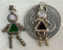 PICK ONE Vintage Sterling Silver Cubic Zirconia Birthstone Stick People Charm