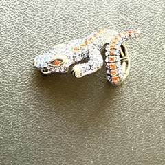 Vintage Blue/Orange FL Crocodile Alligator Rhinestone Adjustable Statement Ring