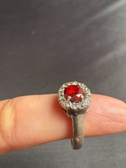 925 Sterling Silver Ring Red Stone Cubic Zirconia Ring Jewelry Ring Size 6.25 US