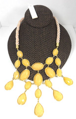 Ann Taylor Waterfall Bib Necklace Girandole Oval Teardrop Pear Glass Cabochons
