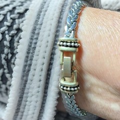 Liz Claiborne Silver‑Tone Herringbone Bracelet Vintage 8” Nickel‑Free Fold‑Over