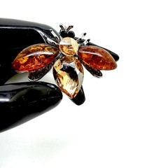 Unique cognac Whole Stone natural Amber Brooch Pendant 8.79g