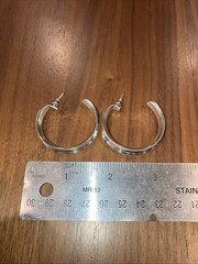 Vintage Taxco Sterling Silver 10mm Thick Hoop Earrings 16.67g 1.5”