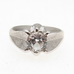 Vargas Sterling Silver Antique Art Deco Rhinestone Engagement Ring Size 11.75