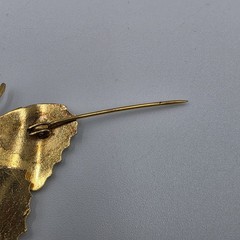 Damascene Butterfly Brooch Pin Spain Gold & Silver Tone Black Enamel 1.75″ READ