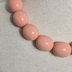 Chunky Bubblegum Bead Necklace Large Graduated Pink & Ivory Beads
