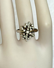 1.00 ct Round Diamond Cluster 14K White Gold Ring Vintage