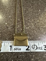 Necklace Brass Chain With Tiny Brass Purse