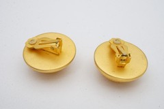 Vintage Clip On Earrings Gold Tone Mesh