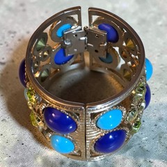 VINTAGE KENNETH JAY LANE KJL KENNETH LANE CABOCHON LATTICE CUFF BRACELET 60s-70s