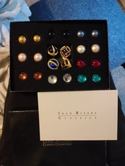 Joan Rivers Interchangeable Earring Set – 10 Pairs Faceted Lucite Stones.NIB