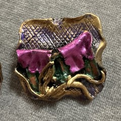 Big Bold Vintage 1980s Memphis Polymer Clay Clip On Earrings Abstract Metallic