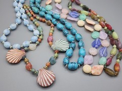 5 Necklace 1980s Career Jewelry Bundle Pastel Multicolor Pink Blue Purple Green