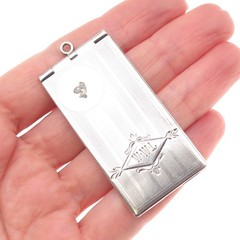 MARATHON 925 Sterling Silver Antique Art Deco Monogram Chatelaine Locket Case
