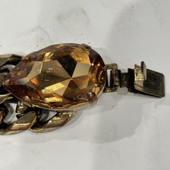 Rodrigo Otazu Orange Yellow Brown Rhinestone Double Chain Bracelet Signed RARE