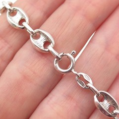 925 Sterling Silver Vintage Italy Anchor Mariner Link Bracelet 7.25″