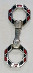 Vintage Art Deco Enamel Jewelry Link Red Black Octagon Necklace Component