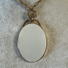 Vintage Victorian Cameo-Style Rose Floral Pendant Necklace Gold Tone 23” Chain