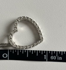 Sterling Silver Open Heart CZ Slide Pendant Cable Chain 18” Necklace 925 Ladies