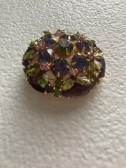 Vintage Dandy Rhinestone Brooch Enamel Pin Colorful Goldtone Setting 1 5/8″