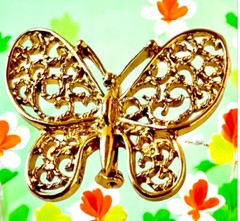 Gerry’s Vintage Butteryfly Brooch Pin Goldtone Filigree Signed