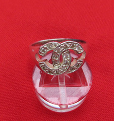 Vintage Sterling Silver Ring Cocktail Clear Faceted Crystal Size 8 Band 926c