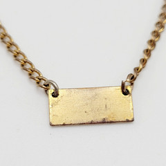 Retro Brass Open Metal Slide Bar with Draping Chain Plaque Vtg Tie Clip Clasp