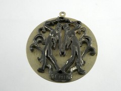 Vintage Edlee Gold and Gray Tone Gemini Medallion Pendant NEEDS BAIL AS IS 53.1g