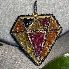 Vintage Crystal Pendant Estate Jewelry Pre-Owned Unusual Gem-Shaped
