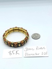 Vtg JOAN RIVERS Multicolor Enamel Golden Orange Black Bangle Diameter 2.25”