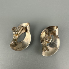 Vintage Sterling Silver Modernist Earrings Abstract Sculptural Screw Back MCM