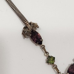 Vintage Victorian Revival “Amethyst And Peridot” Ornate Necklace 15.5 IN.