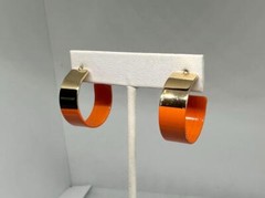 Vikki Carr Estate Orange Hoop Earrings Certificate Of Authenticity 1 Inch