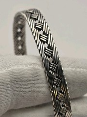 Vintage .925 Sterling Silver Braided Woven Belt Buckle Bracelet 21g